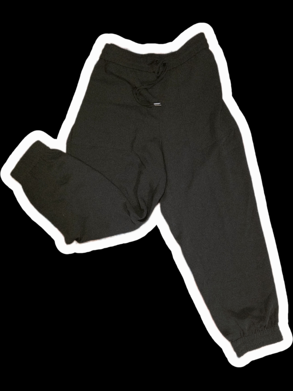 Ann Taylor Black Casual  Silky Pants With Drawstring Waist And Elastic Ankles L
